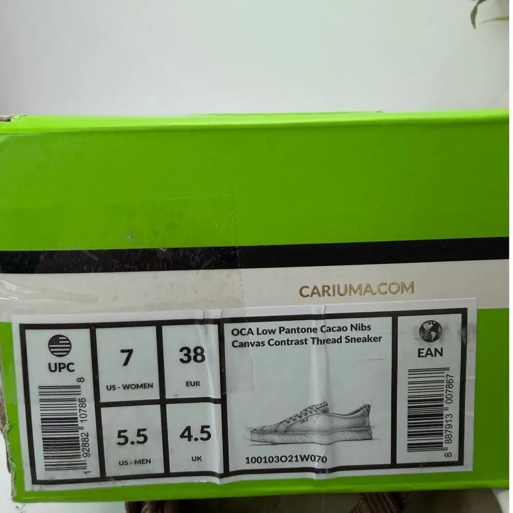 Cariuma OCA Low Pantone Cacao Nibs Canvas Sneaker Brown Women's 7 NWB